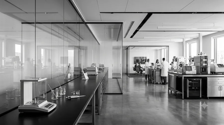 A modern open-plan laboratory and office interior